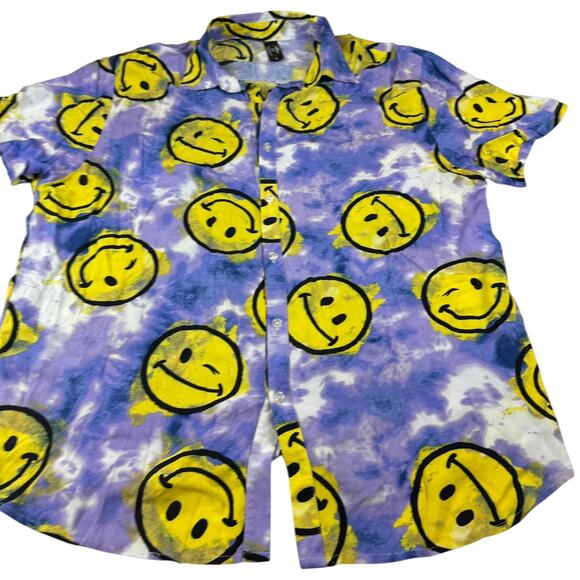 Phluid Project Tie Dye Smiley Face Button Down - XL - Picture 1 of 5